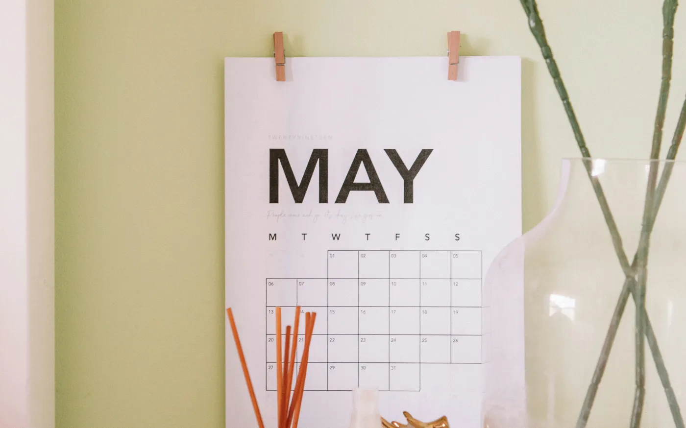 white May calendar by Maddi Bazzocco courtesy of Unsplash.